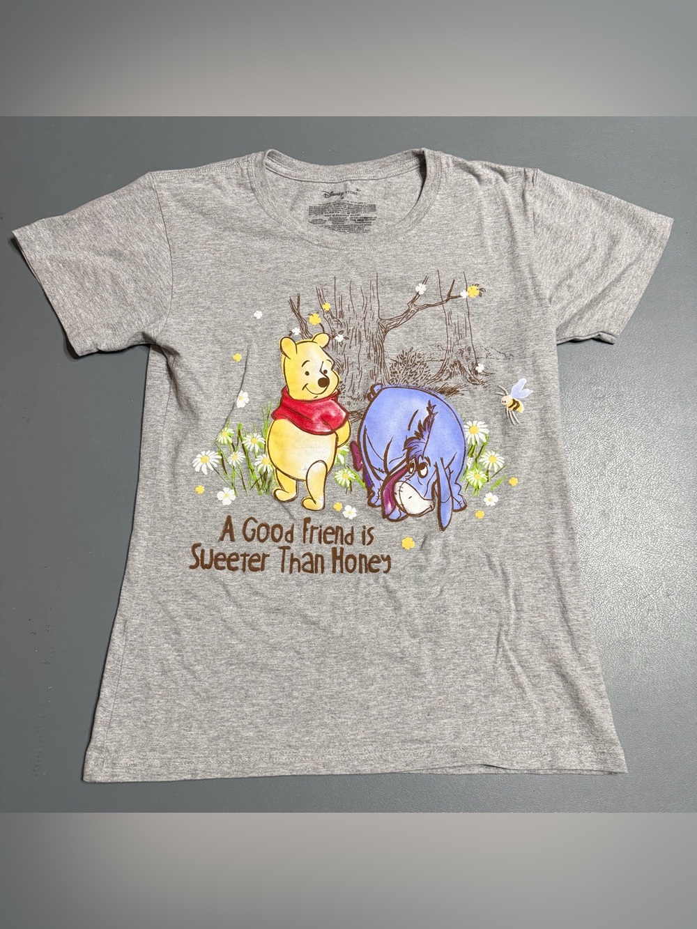 Disney Store Winnie the Pooh & Eeyore Graphic T-Shirt Gray Size Medium M